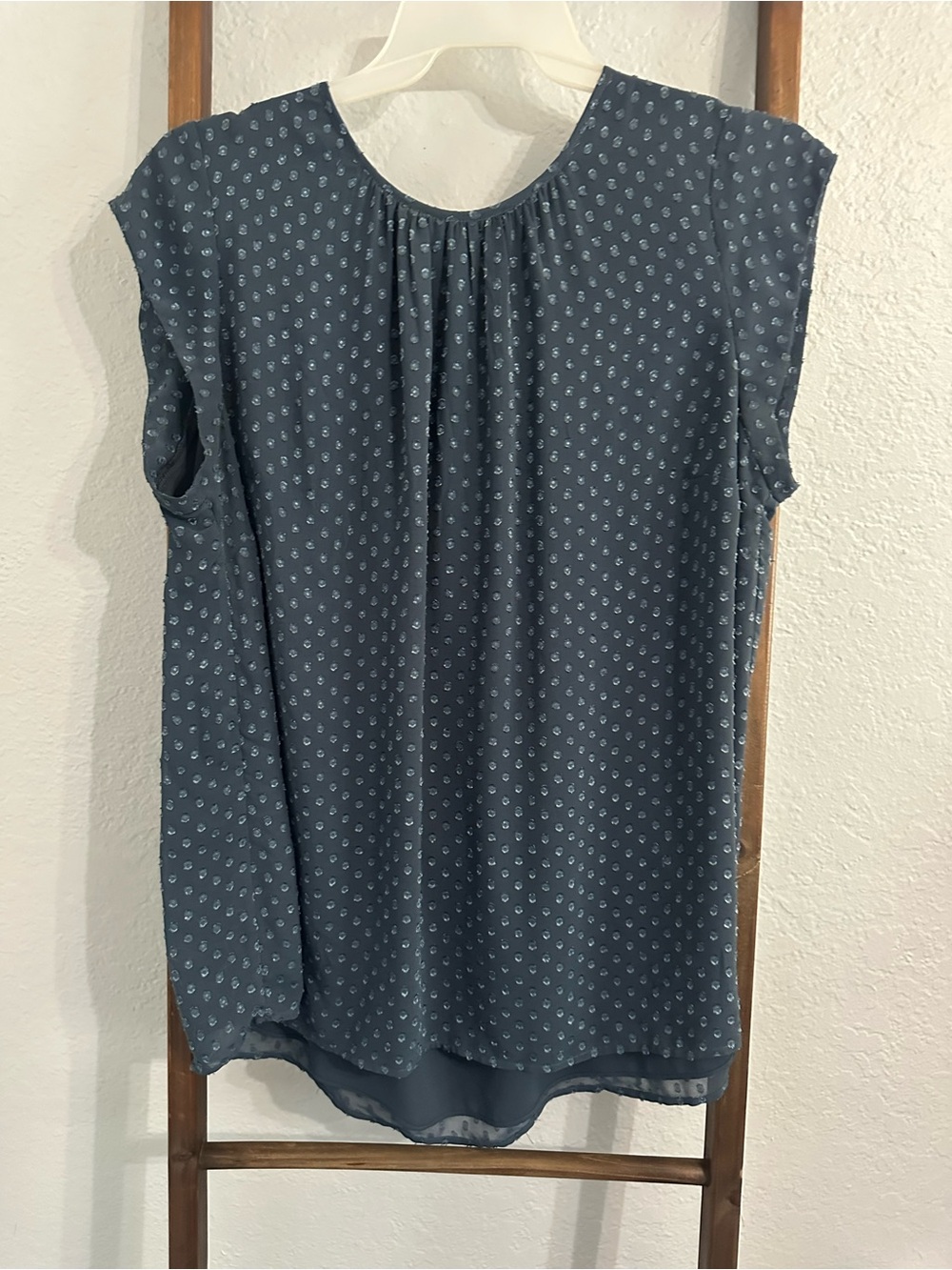 DR2 Slate Blue Printed Cap Sleeve Blouse